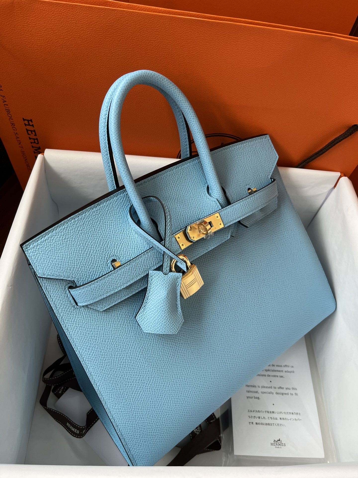 에르메스 버킨백25 라이트블루 금장 앱송